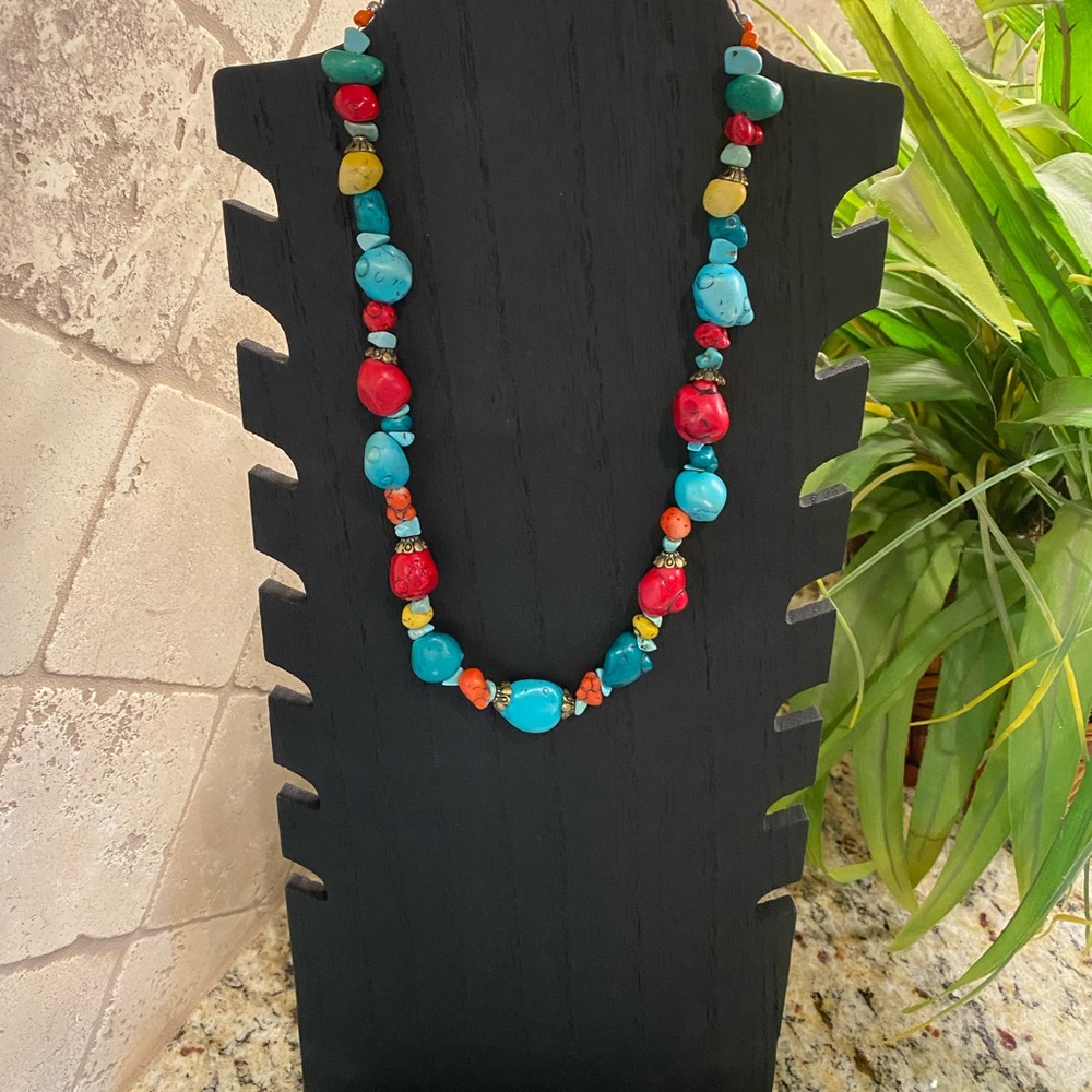 Faux stone beaded necklace